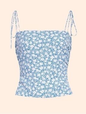 Reformation Lupe Cami Tie Top Floral Azzurro Blue Size 0